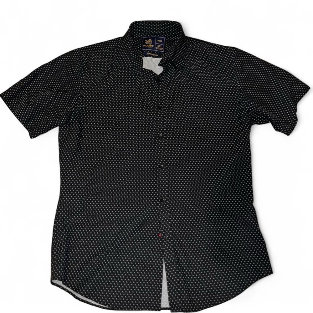 Rugby University Black and White Dot Shirt Men’s M Preppy Button Up Stretch